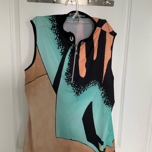 Stylish Sleeveless Top in Black and Tan Jamie Sadock